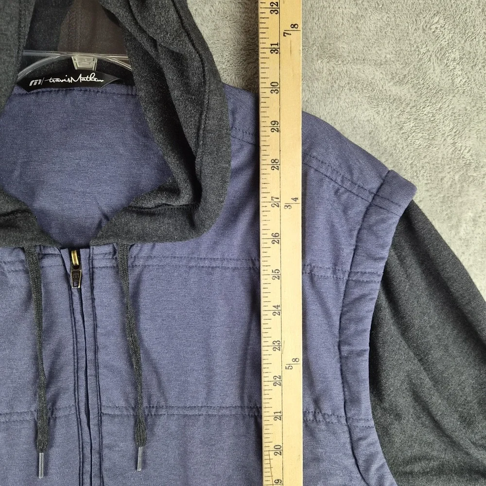 Travis Mathew Performance Jacket Hoodie Mens XL Blue Zip Hybrid Golf Outerwear
